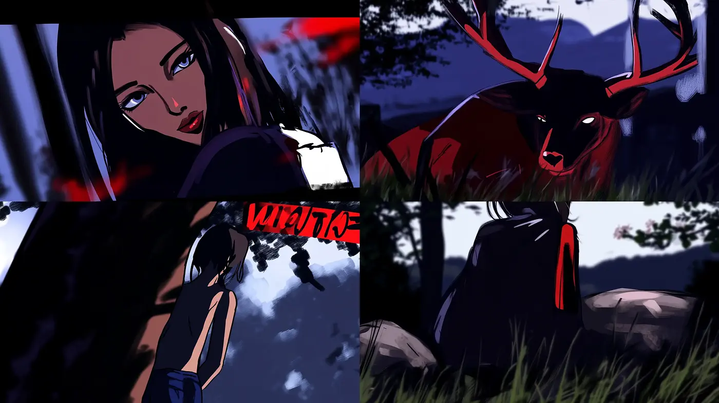 Nocturnal Elegance in Stylized Hyper-Realist Anime - Midjourney sref style