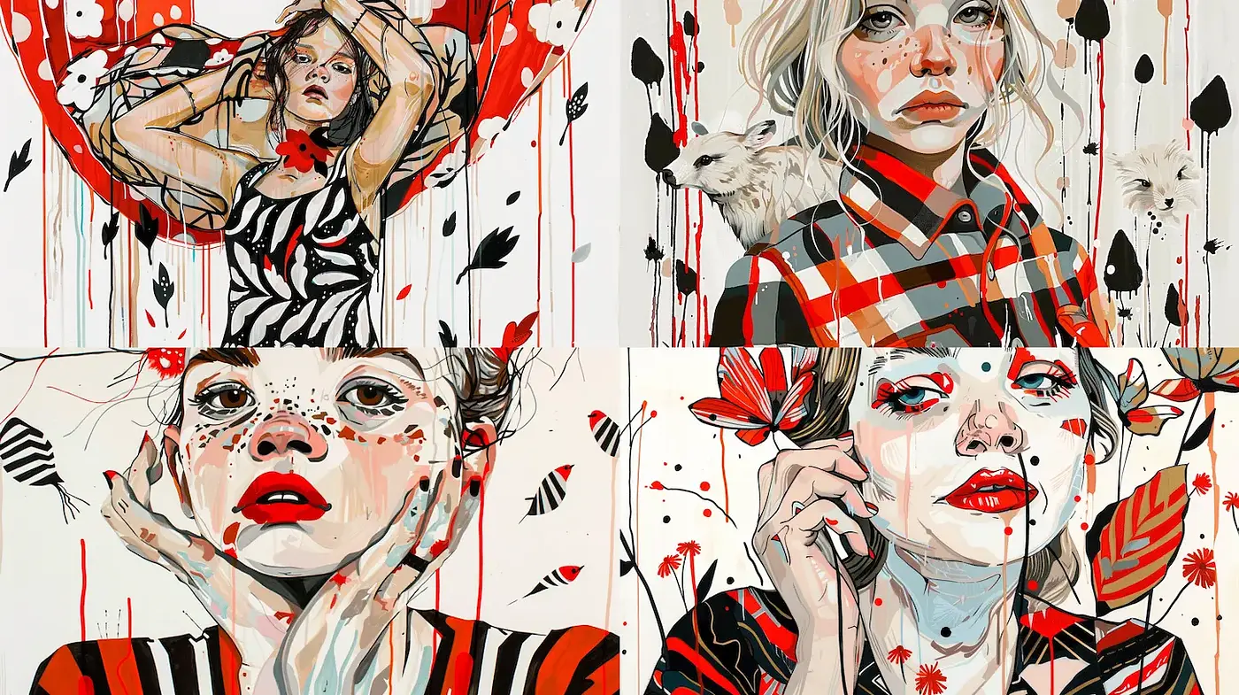 Vibrant Illustrative Style with Expressive Features and Mixed Influences - Midjourney sref style