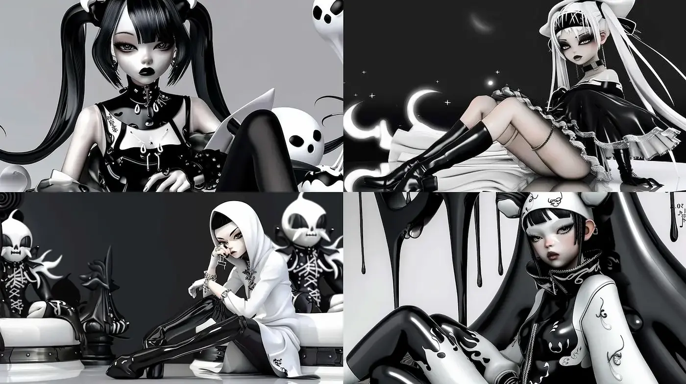Dark, macabre aesthetic with playful undertones - Midjourney sref style