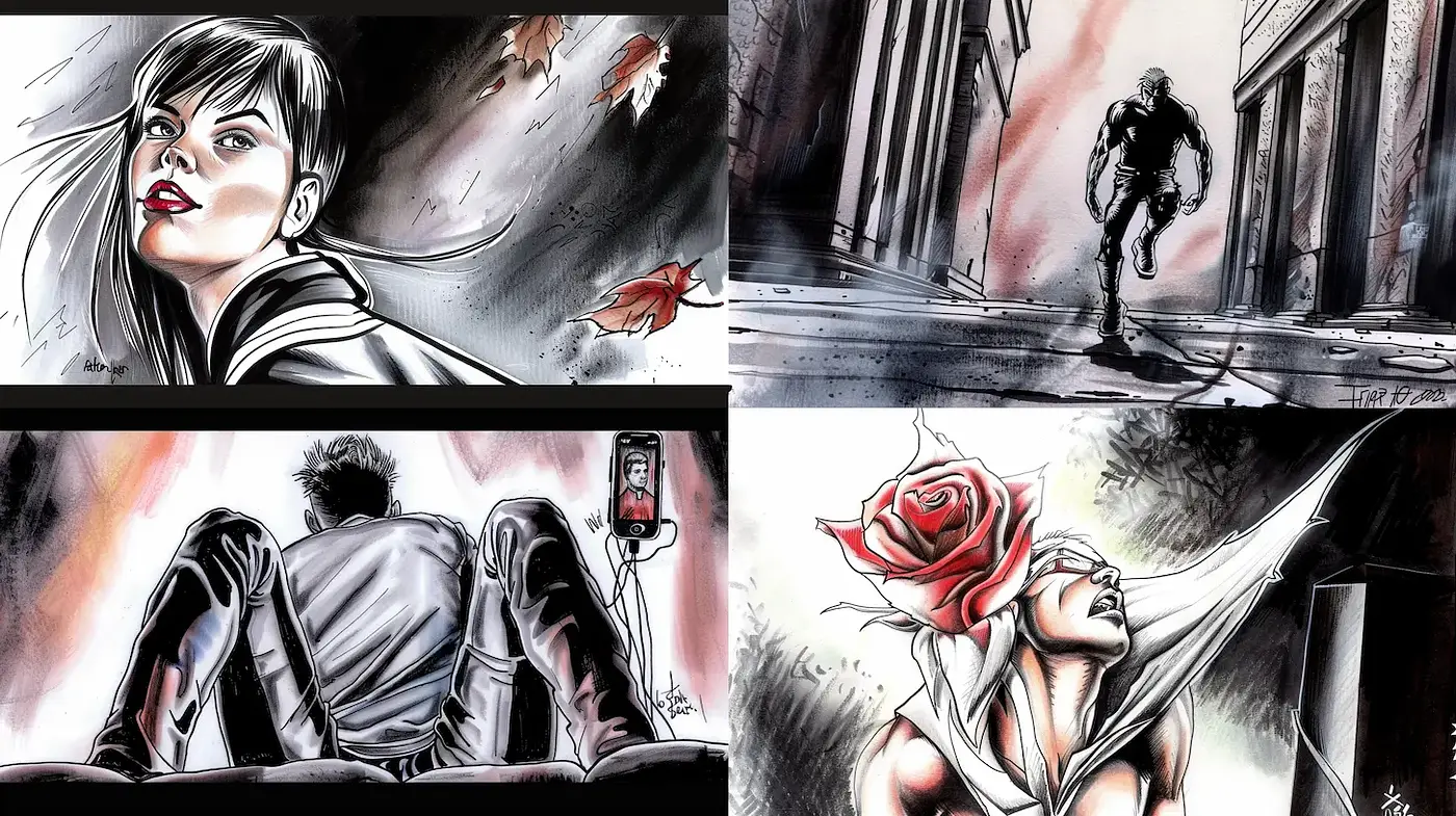 Dynamic and Expressive Comic Style with a Touch of Surrealism - Midjourney sref style