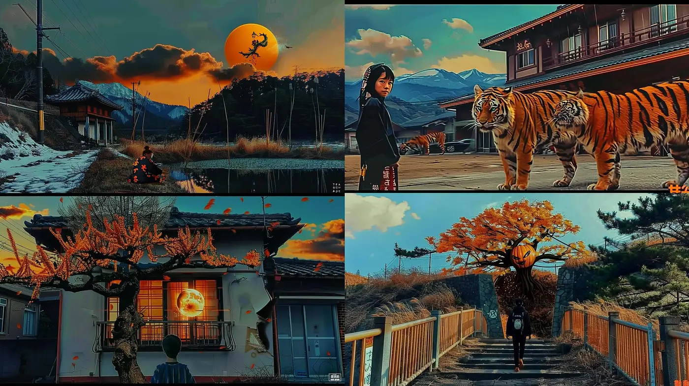 Twilight Hues and Mythical Echoes in Stylized East Asian Vignettes - Midjourney sref style