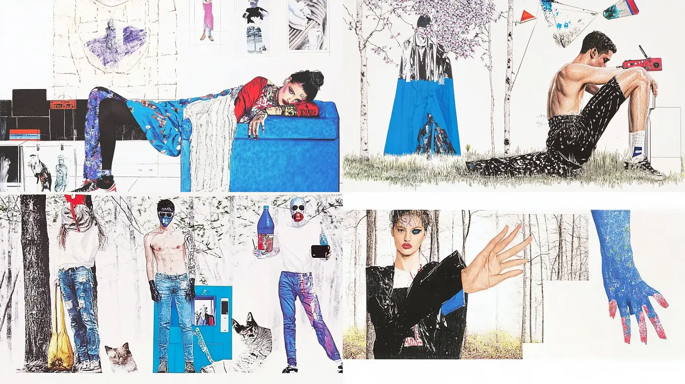 Fragmented Elegance: Merging Fashion and Disarray - Midjourney sref style