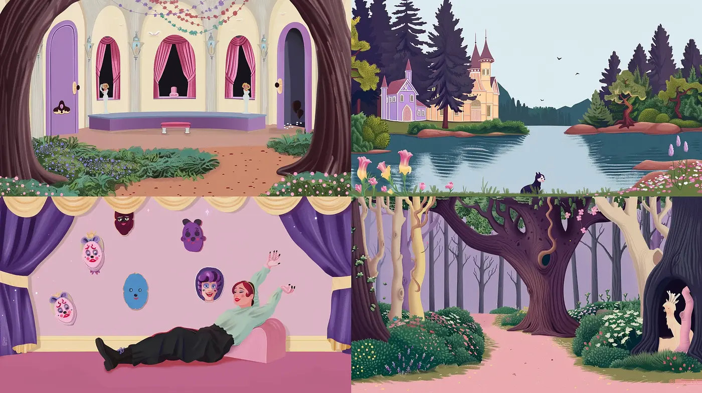 Enchanted Storybook Escapism in Soft Pastel Illustrations - Midjourney sref style