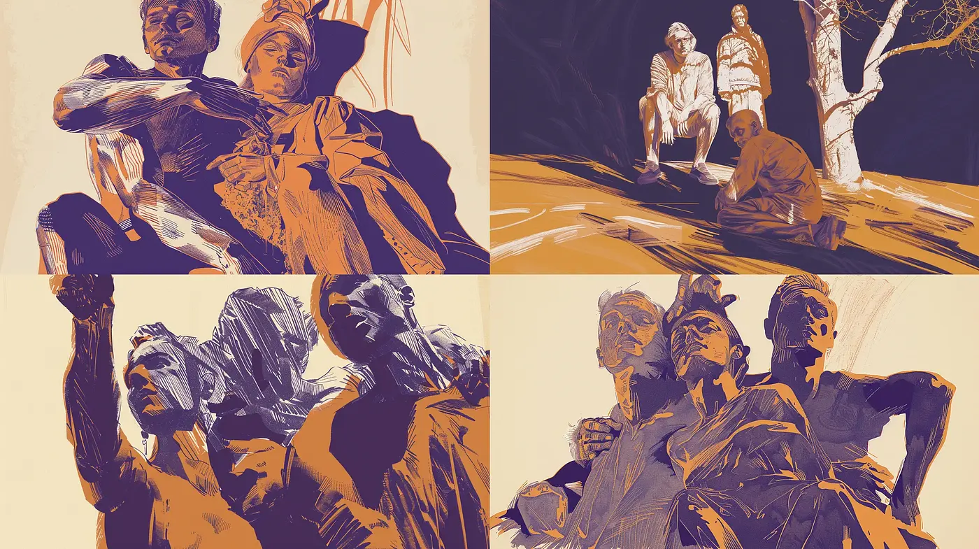 Sepia-toned Expressive Brushwork Style - Midjourney sref style