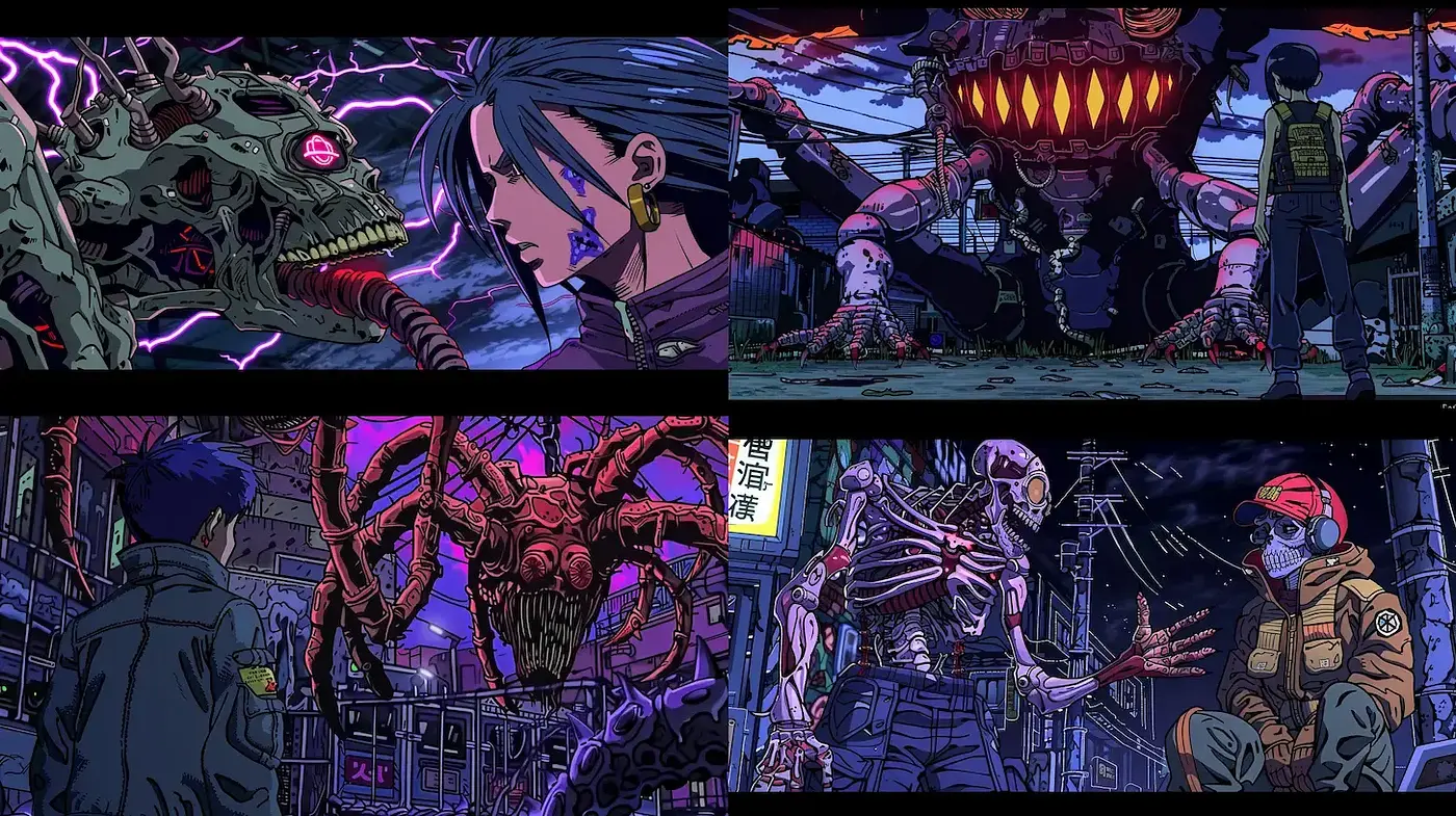 Dystopian Cyberpunk Aesthetic with Neon Accents and Intricate Details - Midjourney sref style