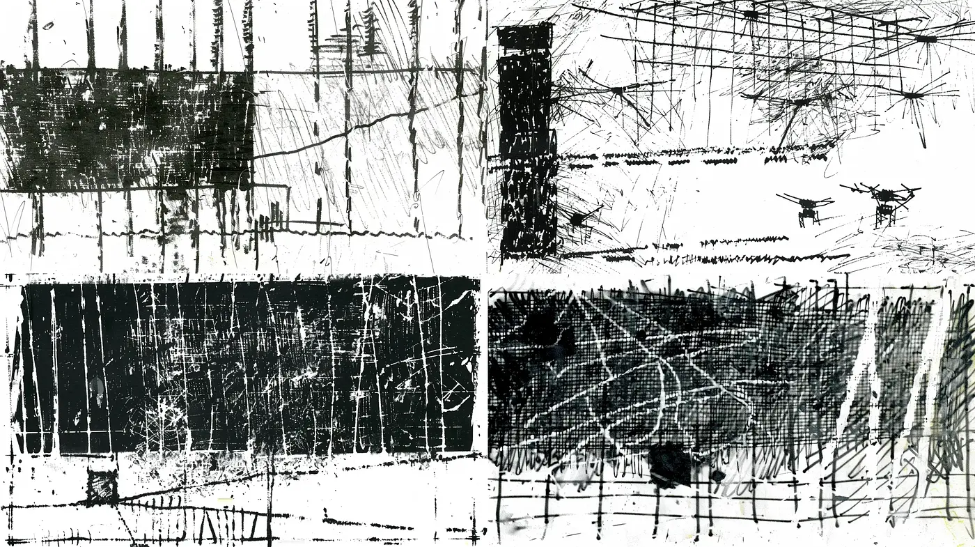 Monochromatic Abstract Expressionism with Dynamic Brushwork - Midjourney sref style