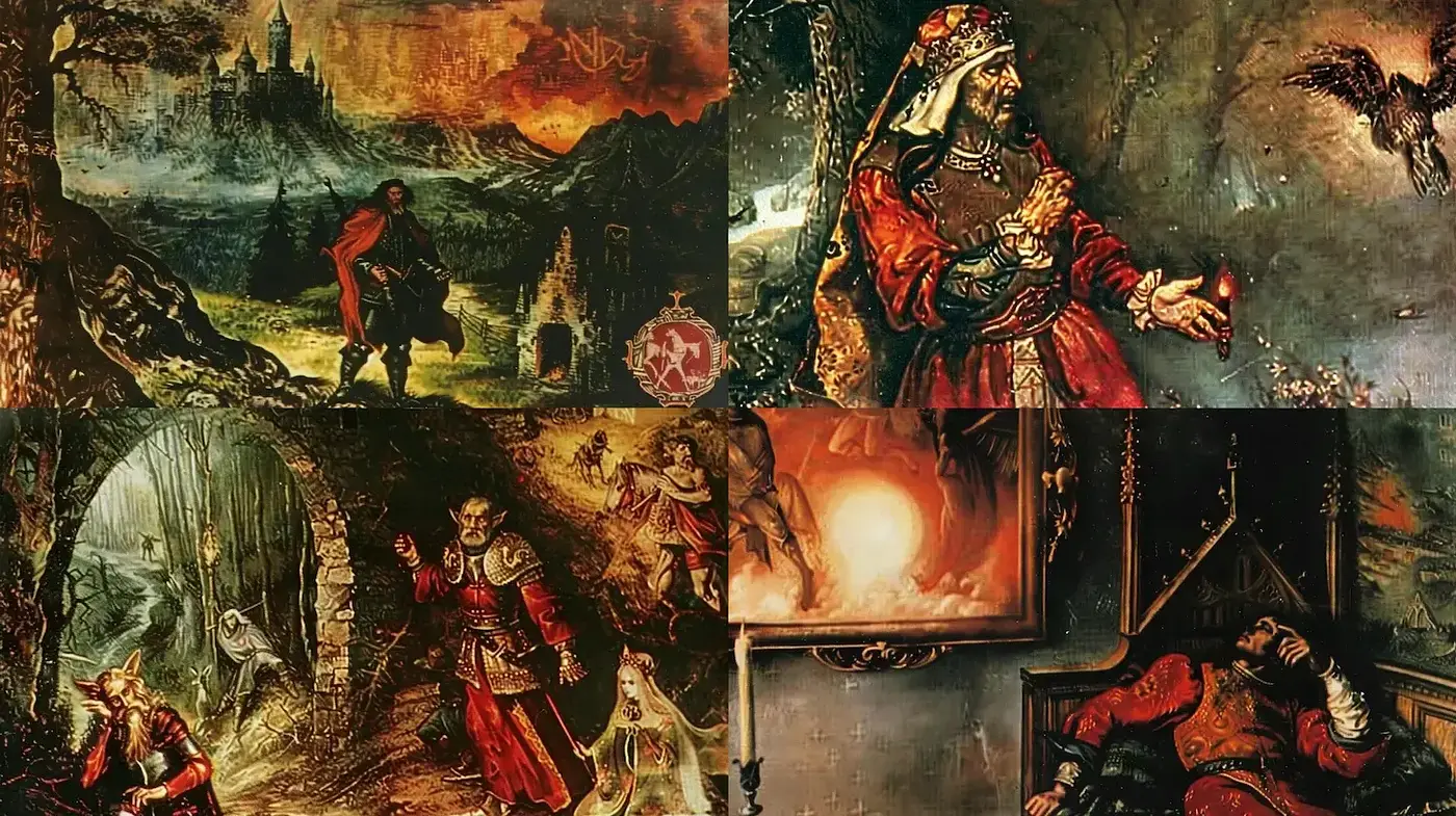 Dramatic Fantasy with Mystical Elements and Rich Textures - Midjourney sref style