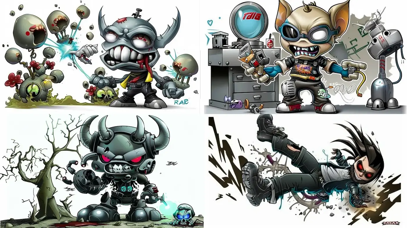Dynamic and vibrant stylized illustrations with a playful yet edgy character design - Midjourney sref style