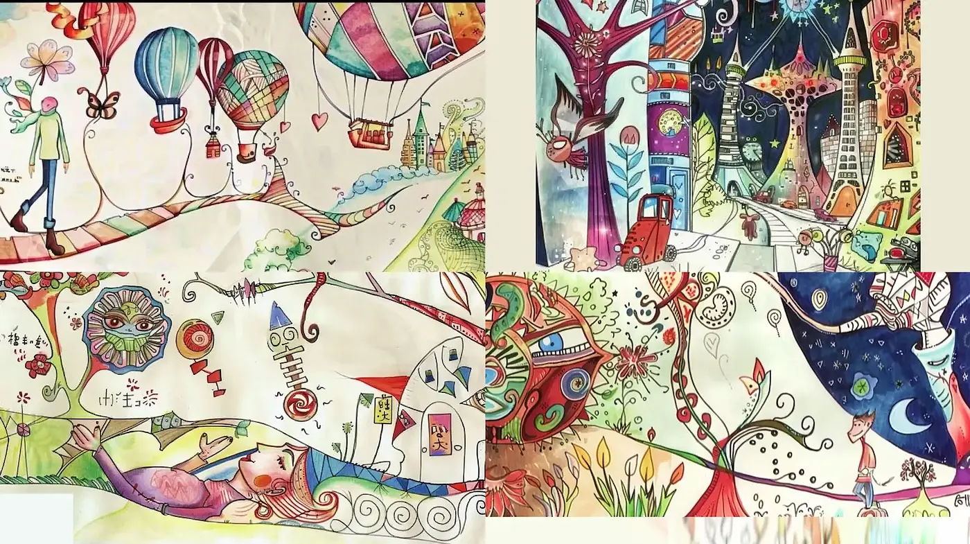Colorful Whimsical Illustrations with a Dreamlike Quality - Midjourney sref style
