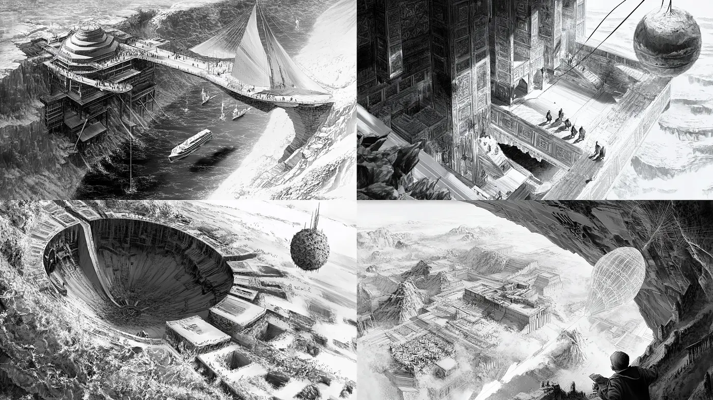 Ethereal Monochromatic Dreamscape Fusion - Midjourney sref style
