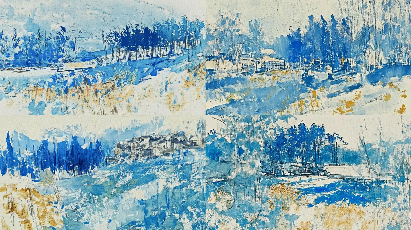 Ethereal Brushwork Horizon Quartet - Midjourney sref style