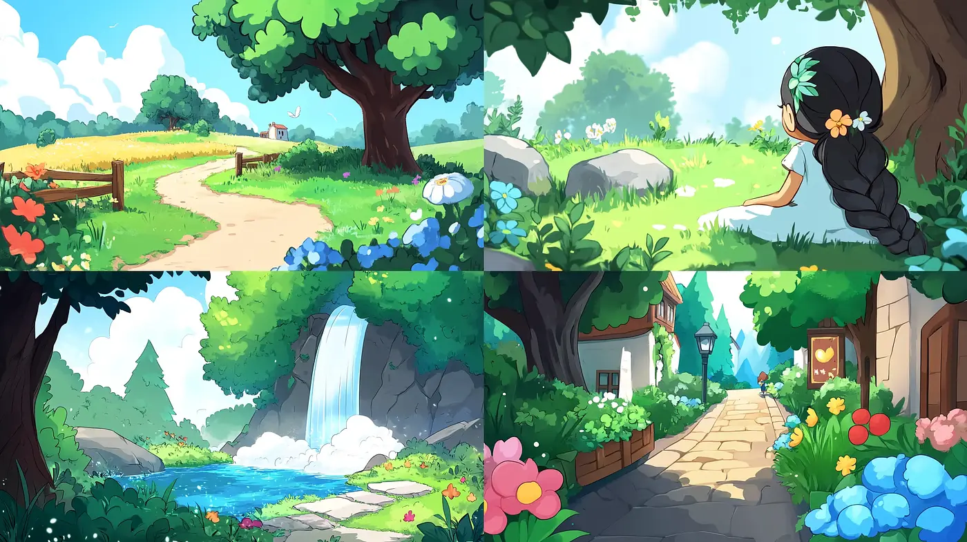 Serene Narratives in Lush Chromatic Illustrations - Midjourney sref style
