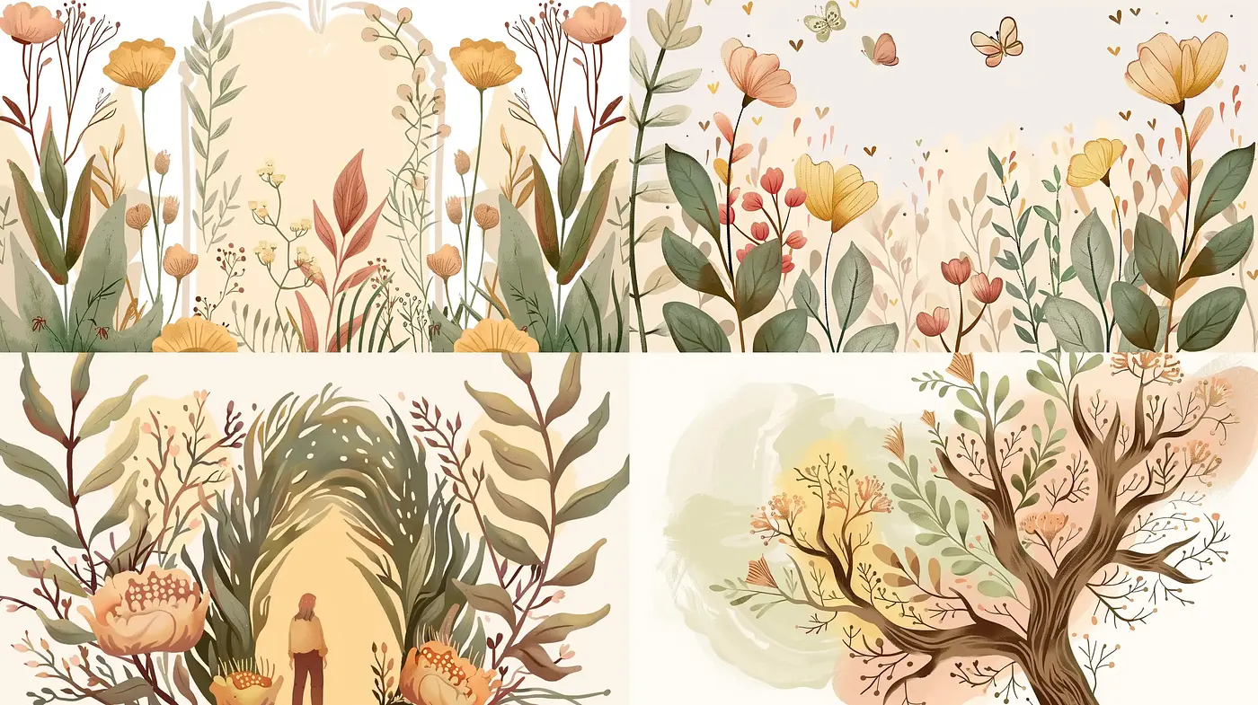 Harmonious Botanical Symphony in Soft Hues - Midjourney sref style
