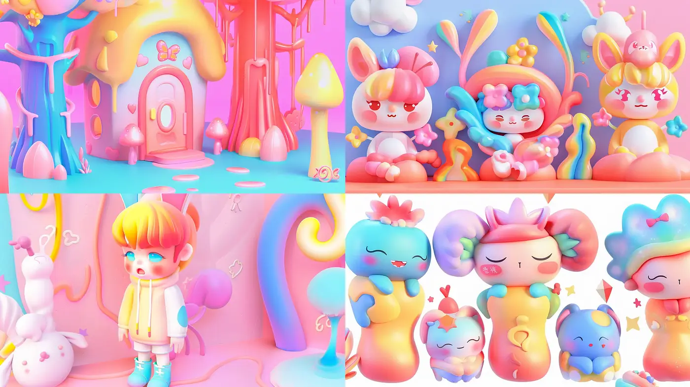 Candy-Colored Dreamscapes: A Symphony in Pastel - Midjourney sref style