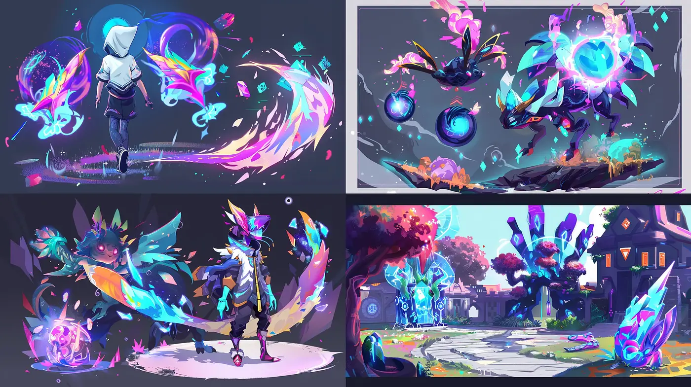 Energetic Neon Fantasy - A Fusion of Digital Brushwork and Vivid Colors - Midjourney sref style