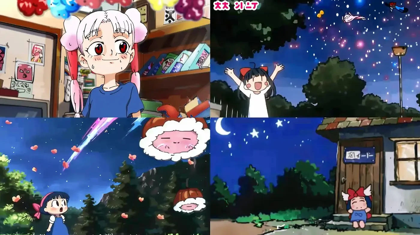 Whimsical, vibrant anime-inspired aesthetic with dreamy elements - Midjourney sref style