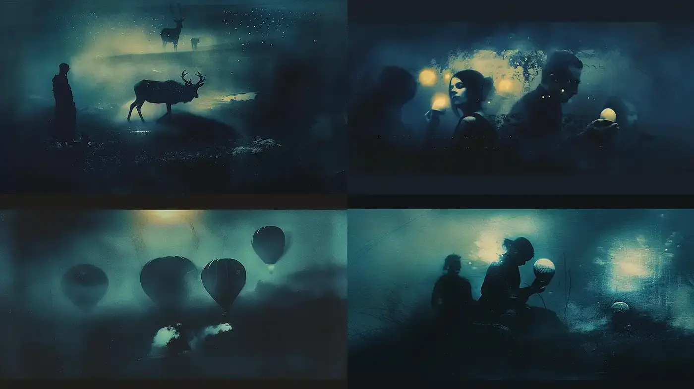 Ethereal Dreamscape with Haunting Elements and Atmospheric Depth - Midjourney sref style
