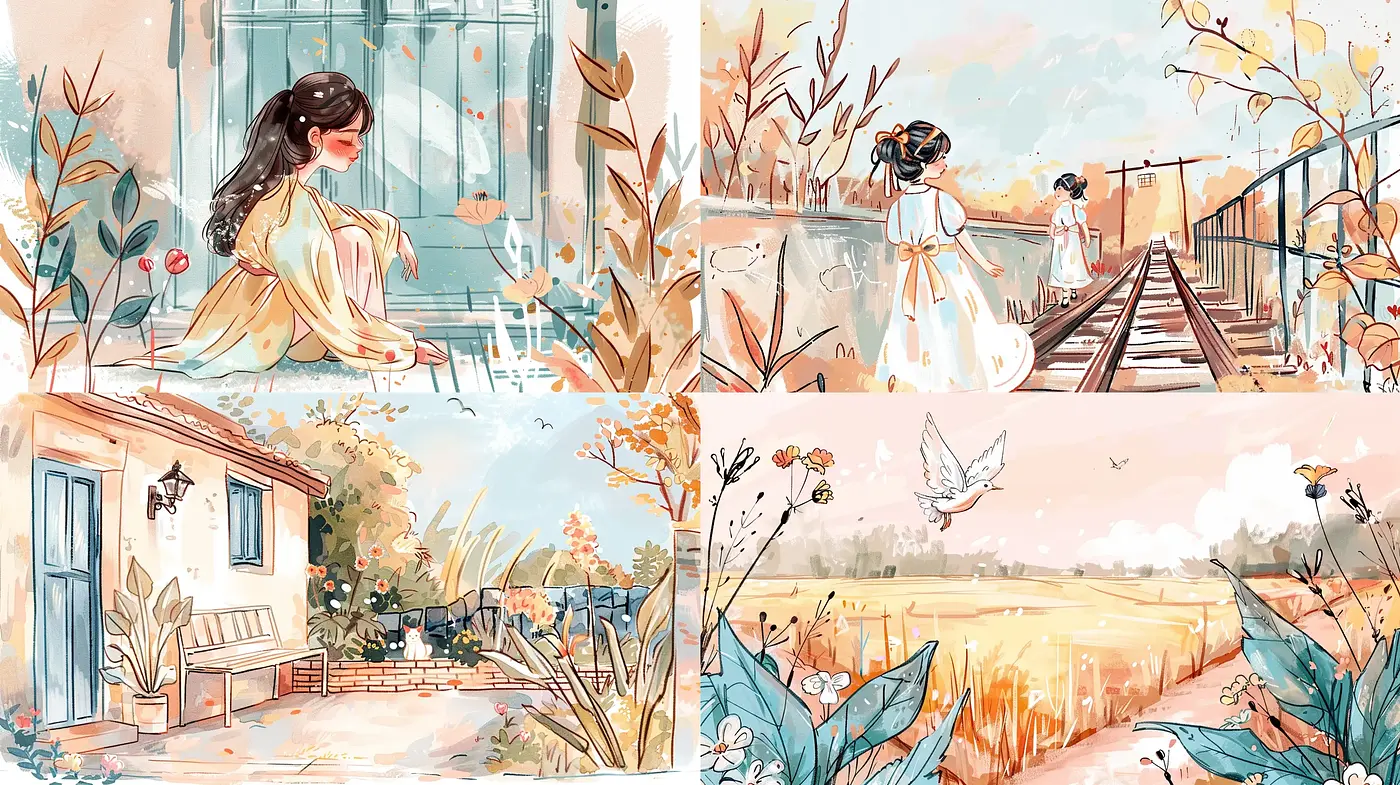 Whimsical Watercolor Dreamscapes with a Pastoral Essence - Midjourney sref style