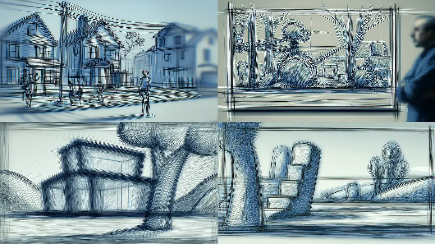 Distinctive Contemporary Line Art with Geometric Influences - Midjourney sref style