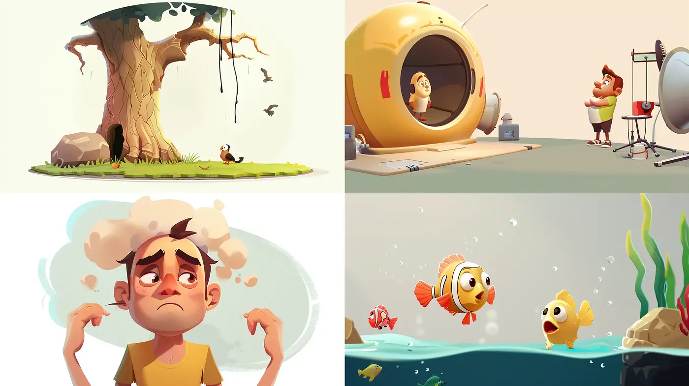 Saturated Storybook Whimsy: A Blend of Animated Cheer and Thoughtful Warmth - Midjourney sref style