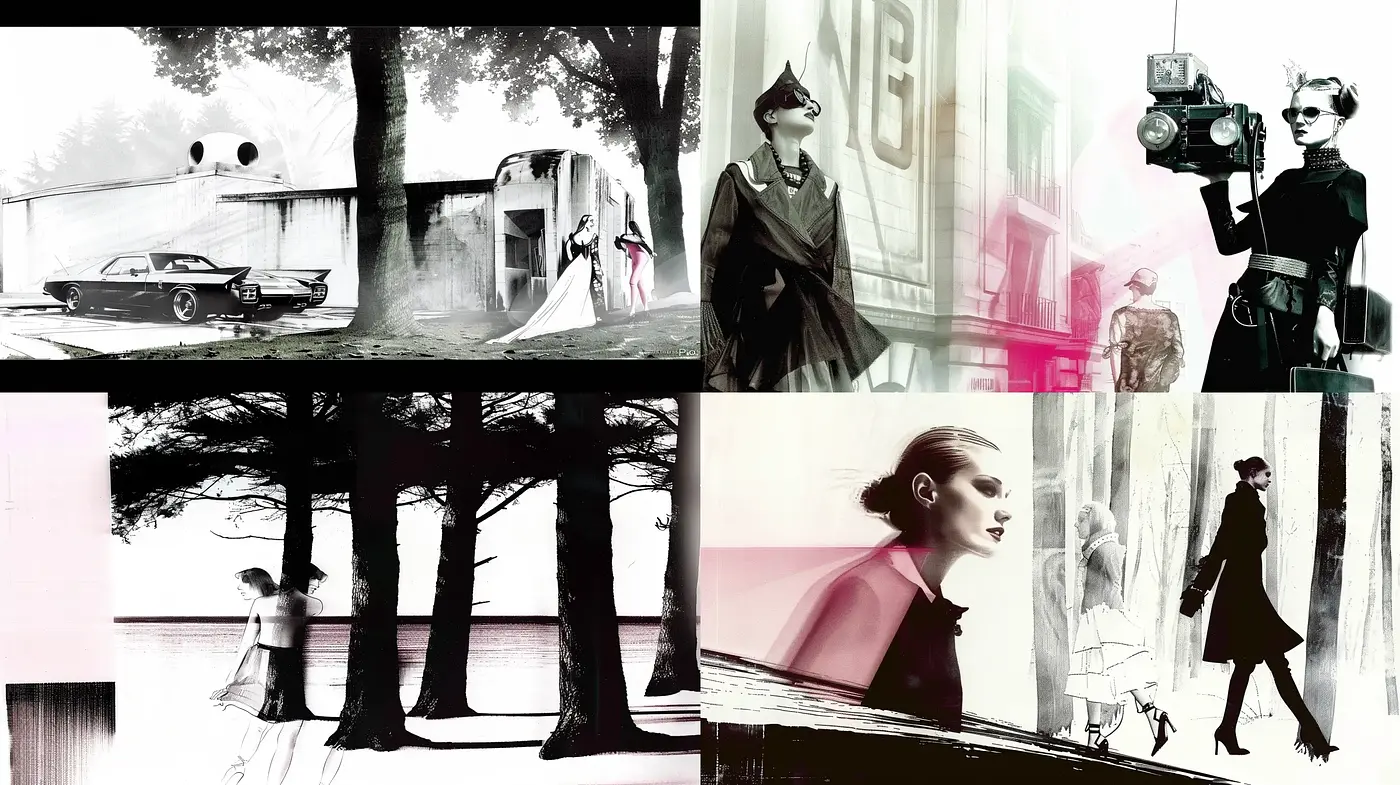 Monochromatic Elegance with Strokes of Nostalgia and Modernity Blend - Midjourney sref style