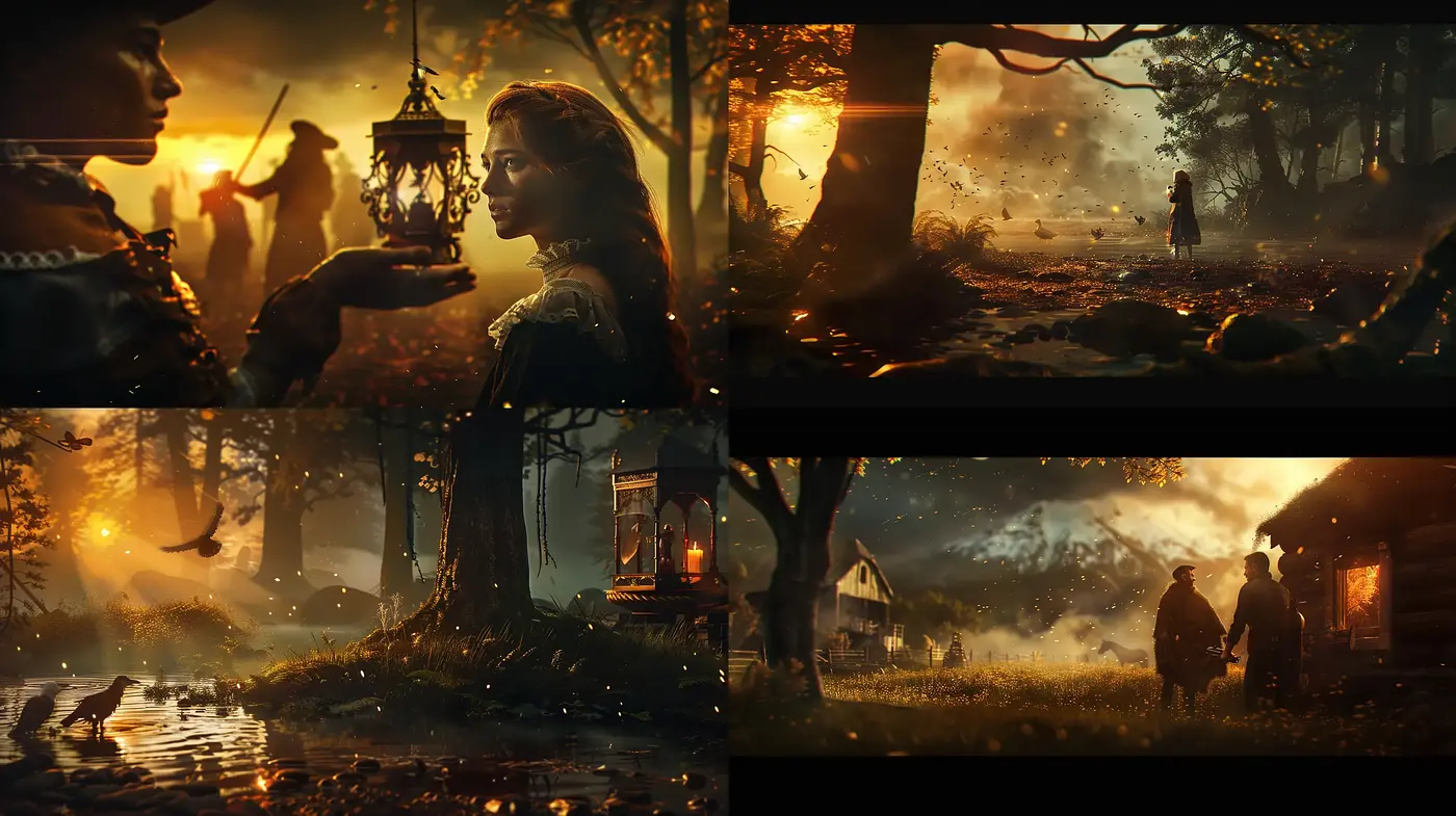 Twilight Ambience with Golden Hues and Dreamlike Realism - Midjourney sref style