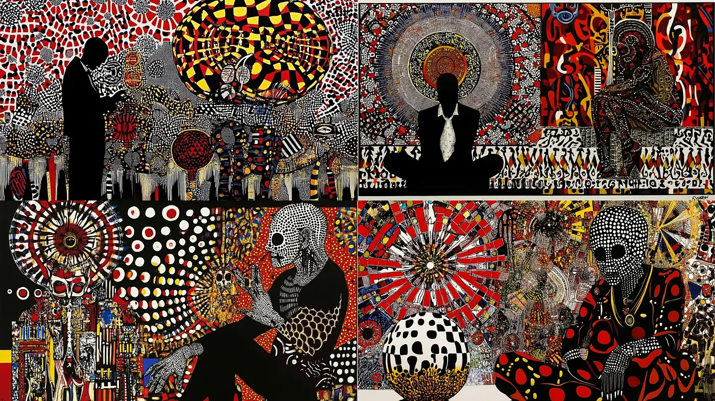 Vibrant Kaleidoscope of Abstract Patterns and Energized Dots - Midjourney sref style