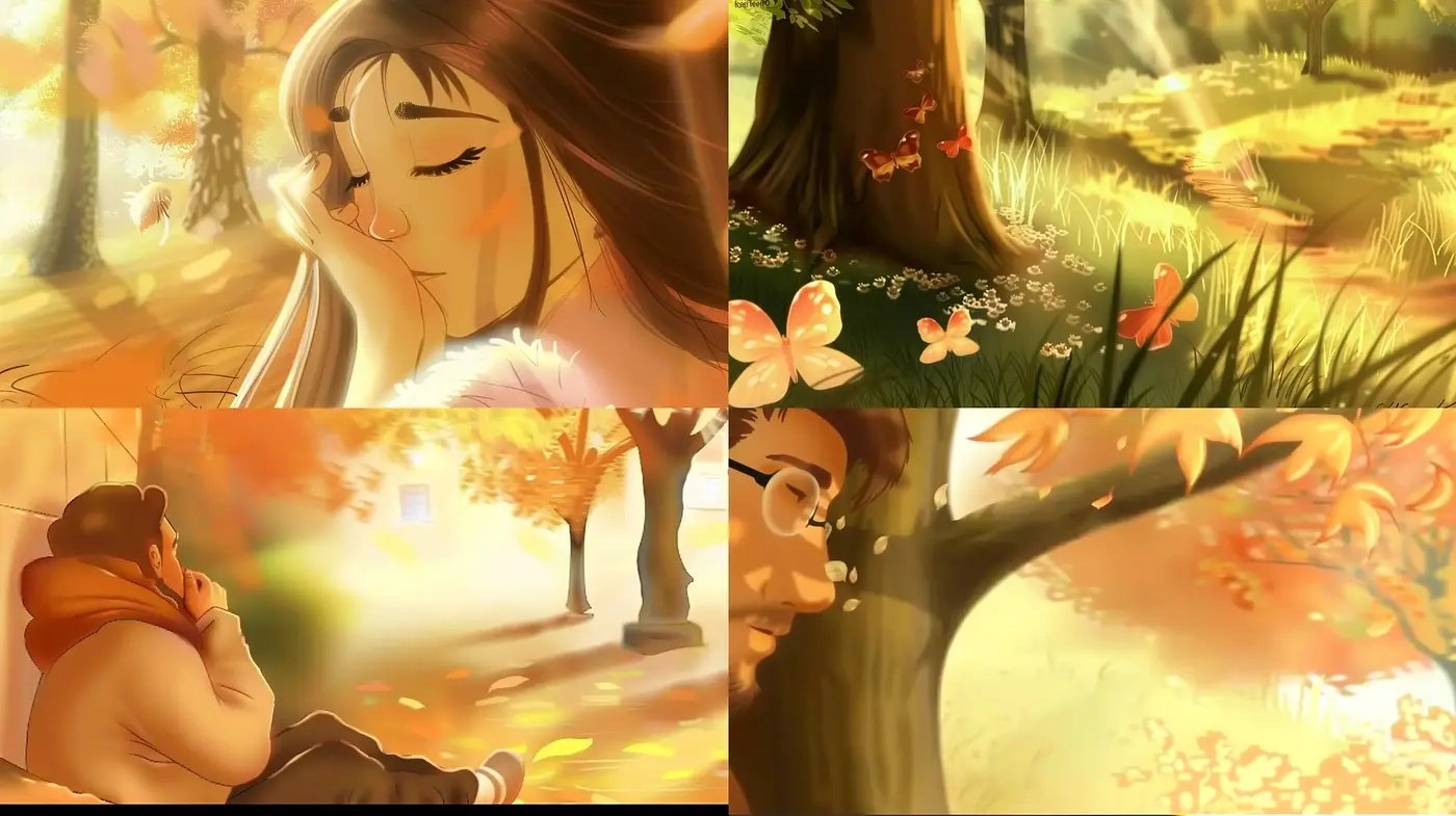 Warm Autumnal Hues and Soft Textured Serenity - Midjourney sref style