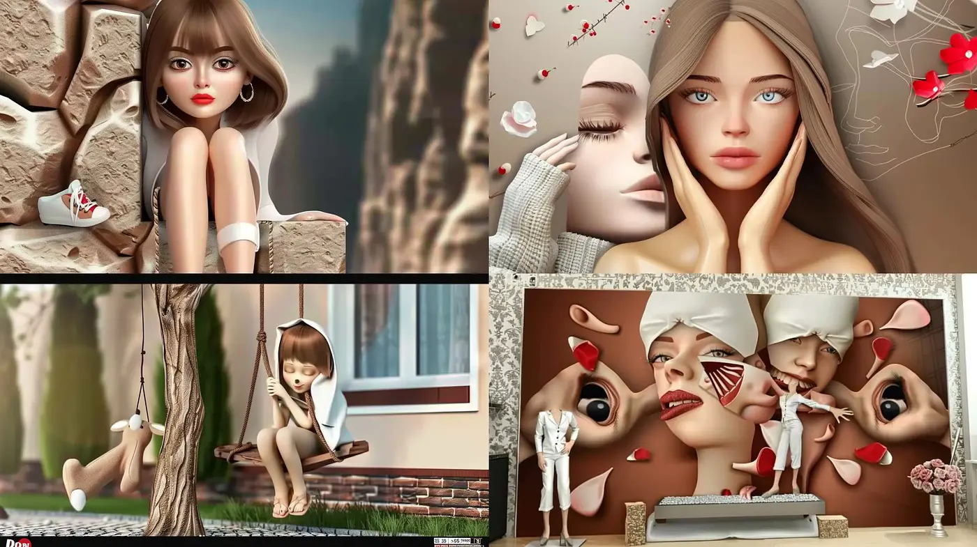Surreal Digital Dreamscapes with Hyper-Realistic Elements - Midjourney sref style