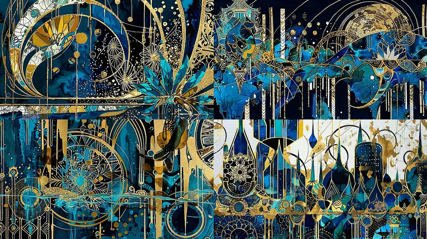 Intricate Geometric Designs with a Luxurious Touch - Midjourney sref style