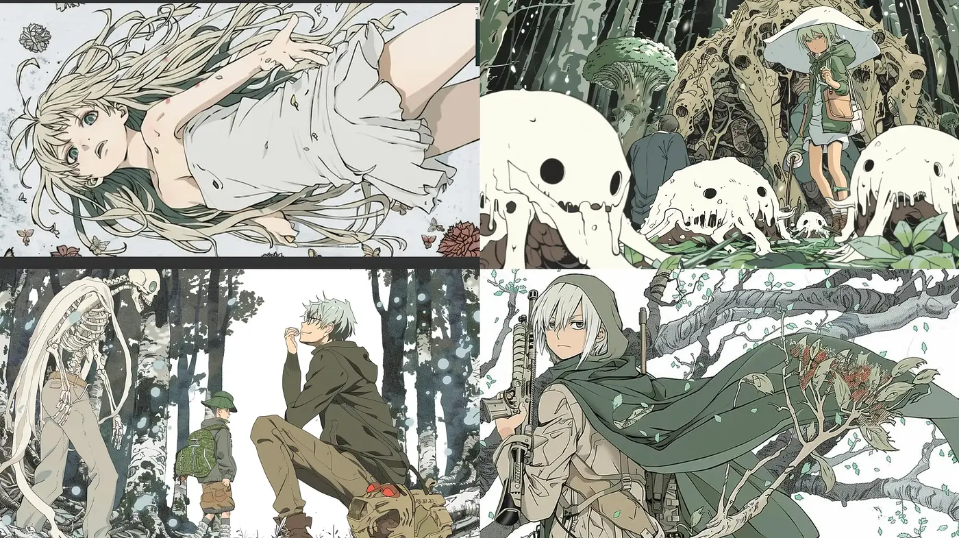 Enigmatic Forest Whispers: Anime-Influenced Storybook Illustration - Midjourney sref style