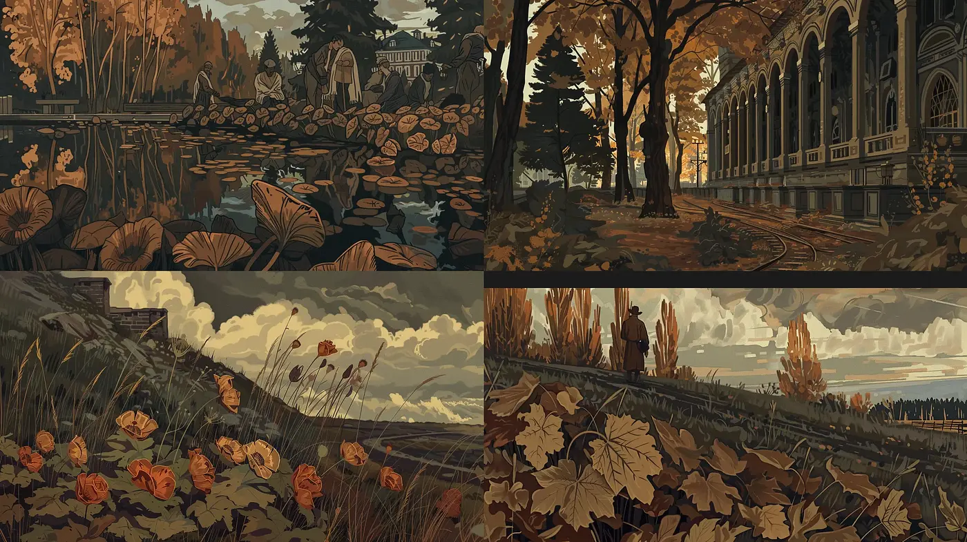 Autumnal Harmony: A Nostalgic Journey Through Stylized Nature Scenes - Midjourney sref style