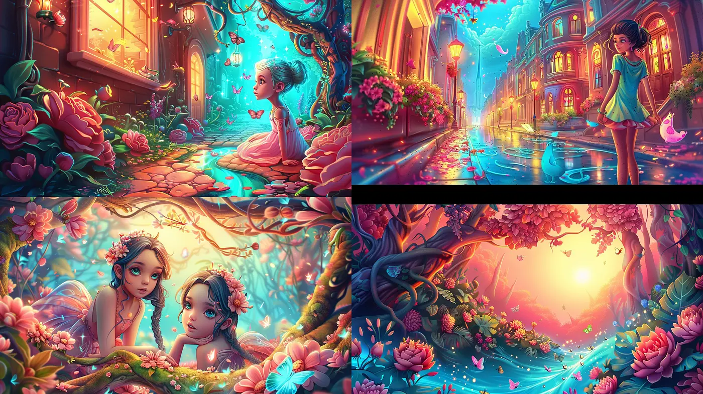 Enchanted Chromatic Dreamscapes: A Homage to Vibrant Fantasy Art - Midjourney sref style