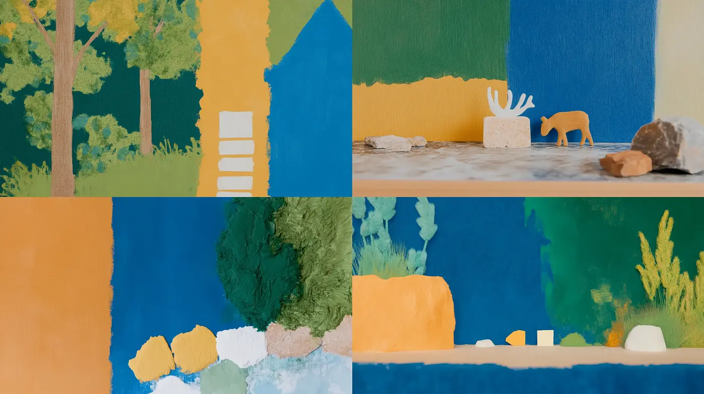 Abstract Textural Landscape Exploration with a Vivid Earthy Palette - Midjourney sref style