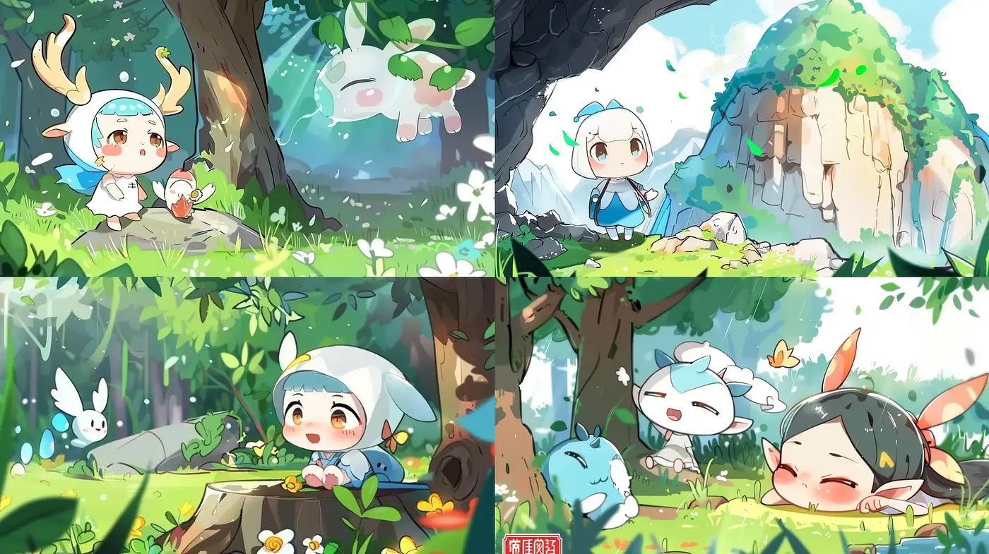 Enchanting Pastoral Whimsy: A Homage to Vibrant Anime-Inspired Natural Landscapes - Midjourney sref style