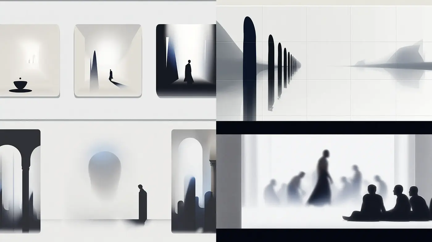 Ethereal Minimalism with Shadows and Light - Midjourney sref style