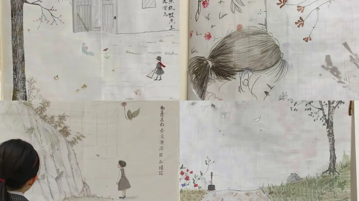 Whimsical Ink-Washed Storybook Fusion - Midjourney sref style