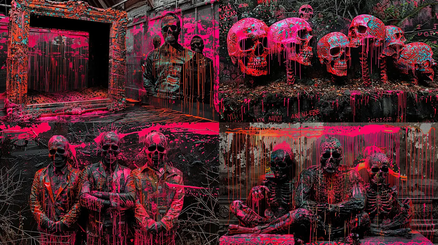 Dystopian Cyberpunk Dreamscape with a Gritty Textured Overlay - Midjourney sref style
