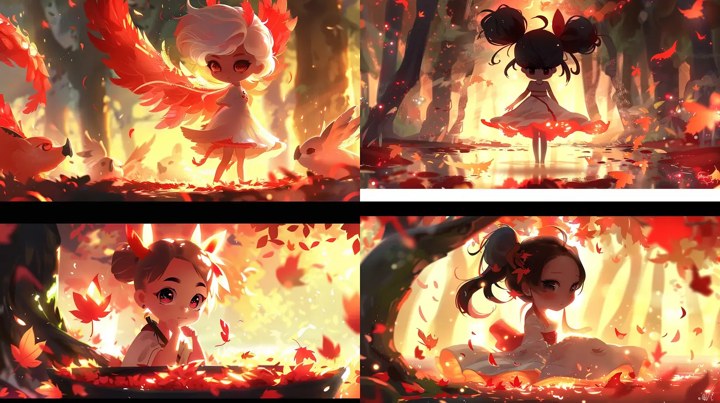 Warm Autumnal Anime-Inspired Digital Brushwork Canvas - Midjourney sref style