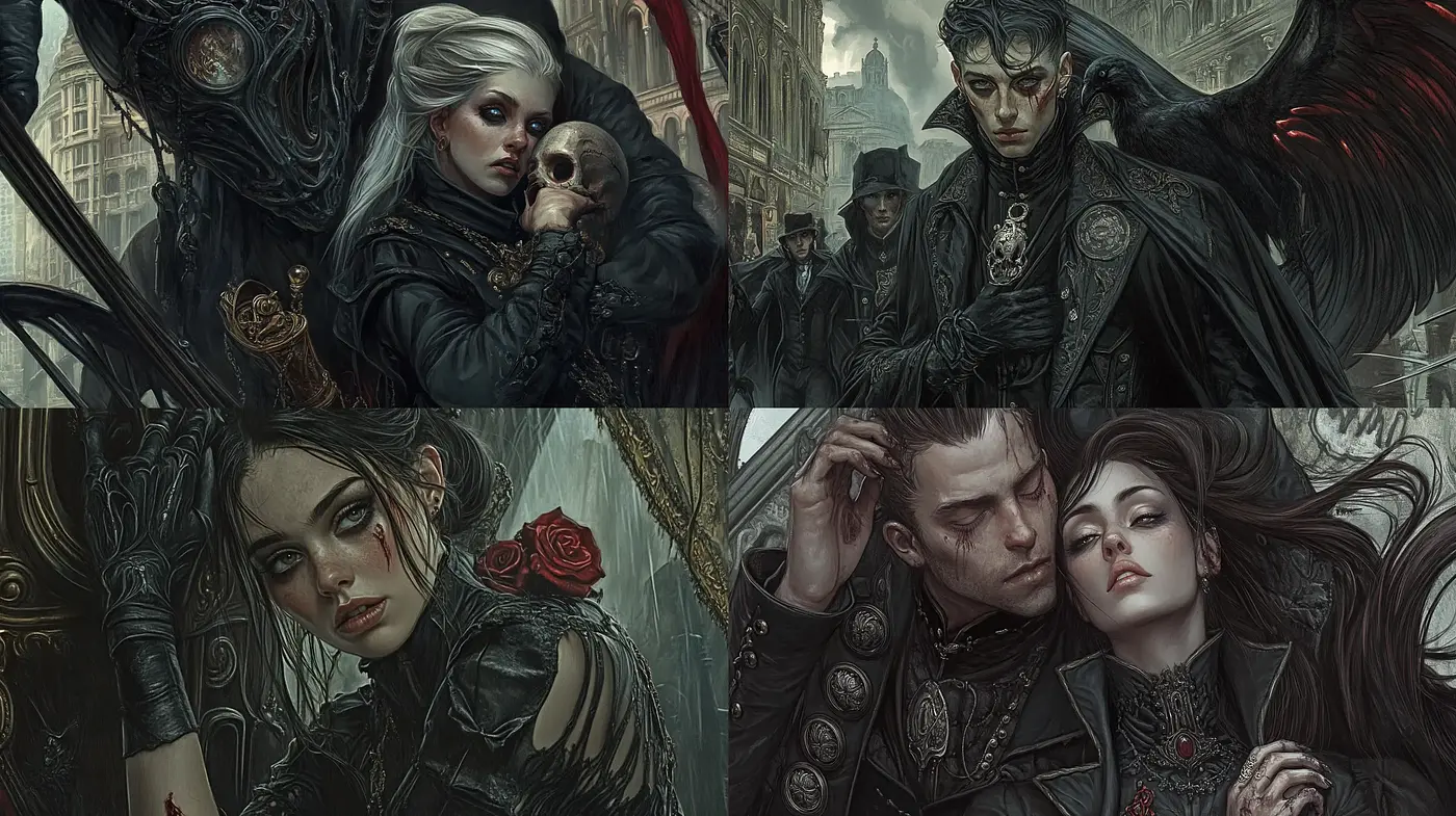 Gothic Elegance in Digitally Painted Portraiture - Midjourney sref style