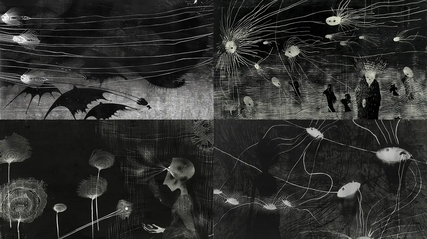 Nocturnal Whispers of Abstract Expressionism - Midjourney sref style