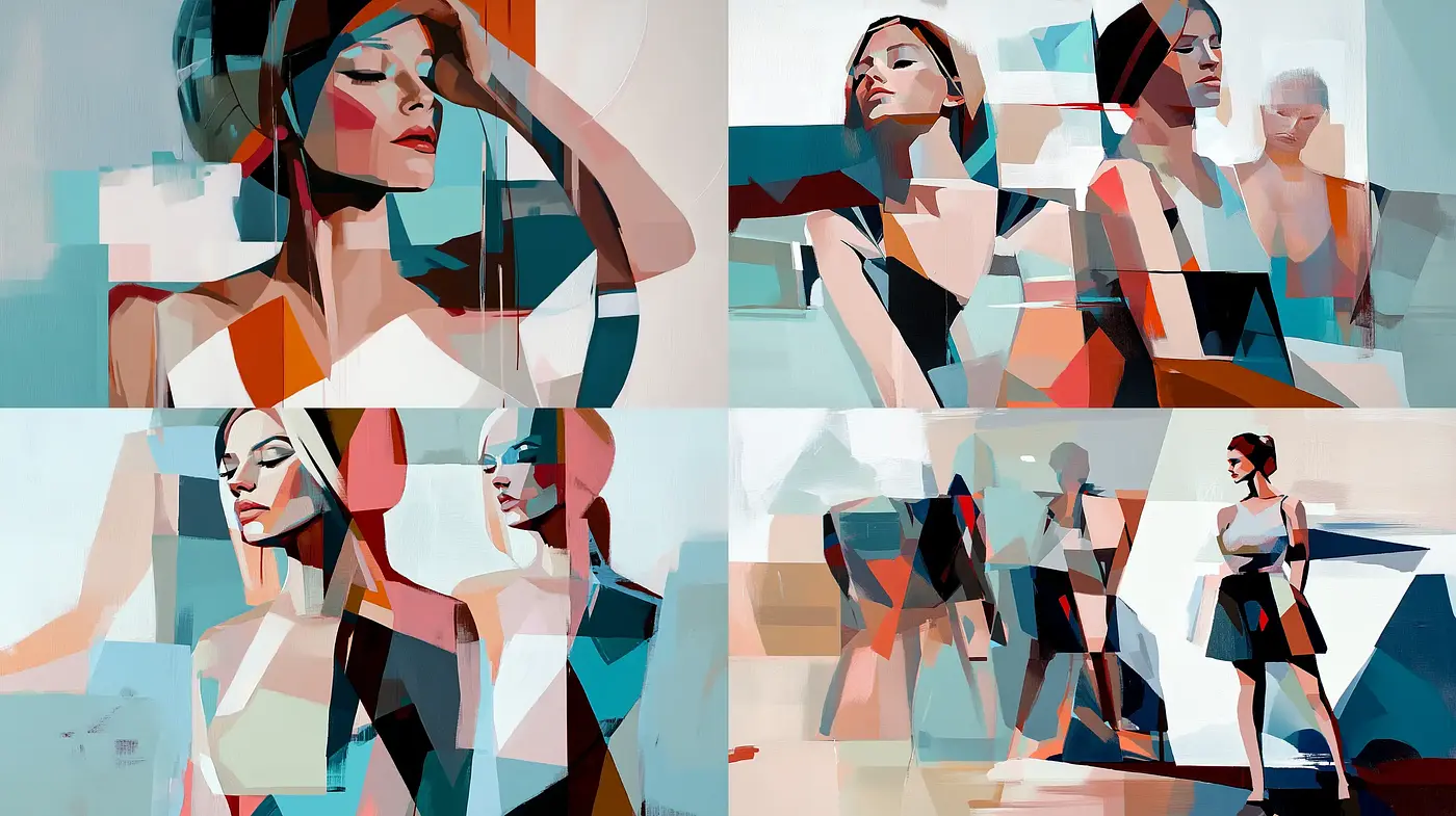Contemporary Geometric Abstraction Portraits - Midjourney sref style