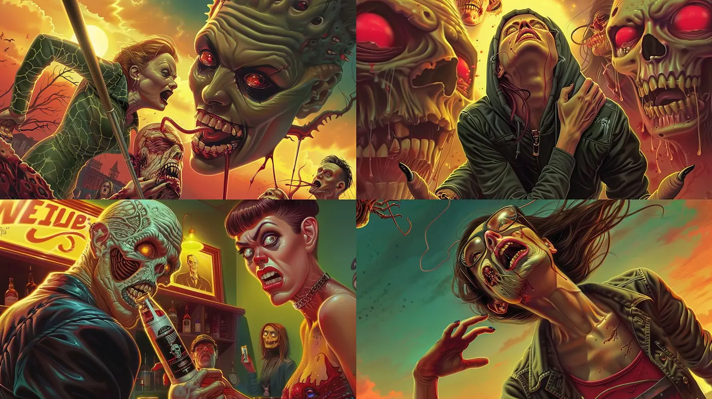 Eerie Apocalyptic Spectacle: A Vivid Tableau of Surreal Horrors - Midjourney sref style