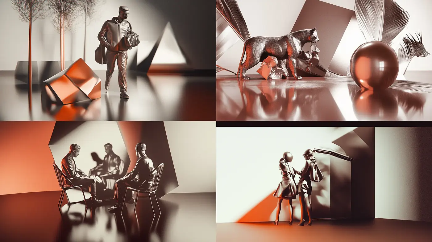Harmonious Bronze Hues and Contemporary Geometry - Midjourney sref style