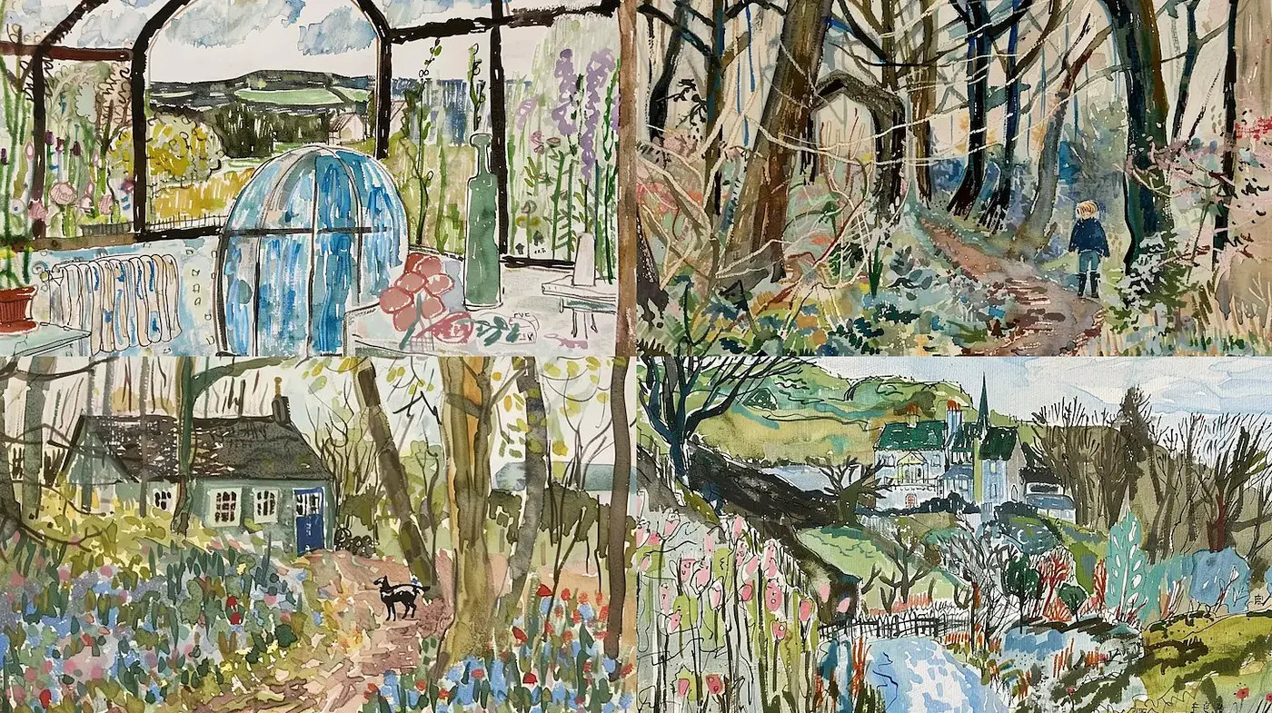 Whimsical Watercolor Landscapes with a Nostalgic Touch - Midjourney sref style