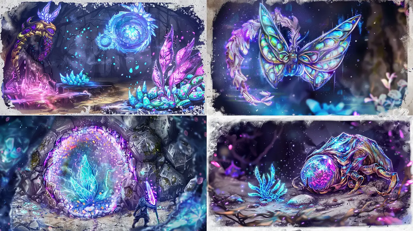 Luminous Enchantment: A Vivid Fusion of Fantasy and Neon Impressionism - Midjourney sref style