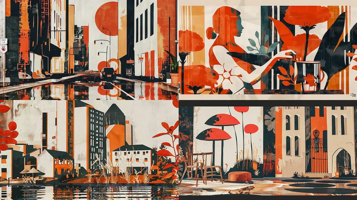 Stylized Urban Landscape with a Nostalgic Touch - Midjourney sref style