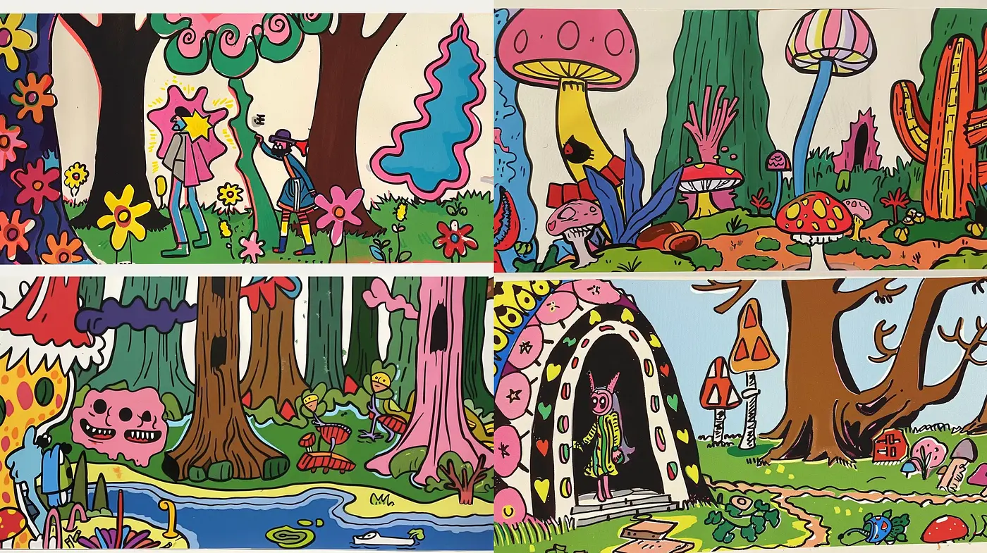 Whimsical Enchanted Forest Adventure - Midjourney sref style