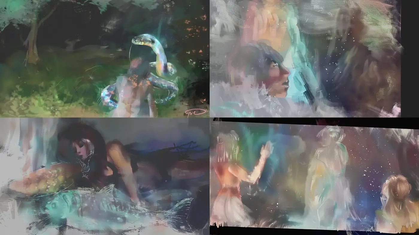 Ethereal Brushstrokes in Dreamlike Ambiance - Midjourney sref style