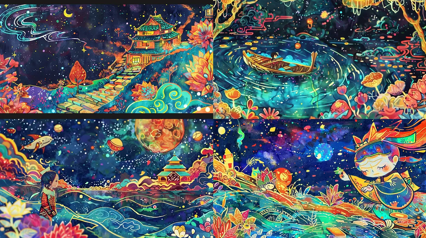 Ethereal Cosmic Dreamscape with a Fantastical Asian Aesthetic - Midjourney sref style